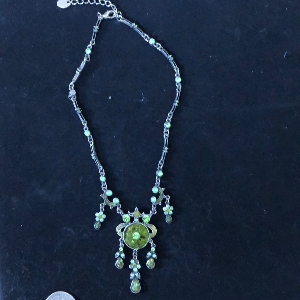 Vintage green enamel and crystal adjustable choker
